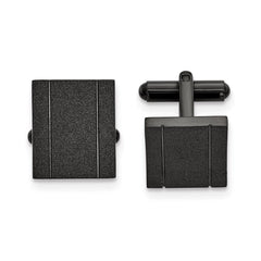 Stainless Steel Polished Black IP-plated Laser cut Cufflinks