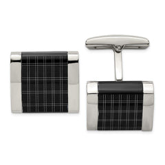 Stainless Steel Polished Black IP-plated Laser Design Cufflinks
