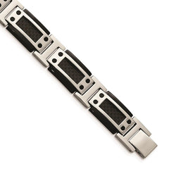 Stainless Steel Polished Black IP-plated w/ Carbon Fiber Inlay 8.5in Brace