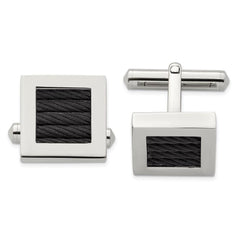 Stainless Steel Polished Black IP-plated Wire Cufflinks
