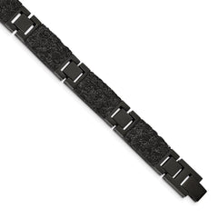Stainless Steel Polished Black IP plated Wire Inlay 8.5in Bracelet