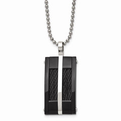 Stainless Steel Polished Black IP-plated Wire Necklace