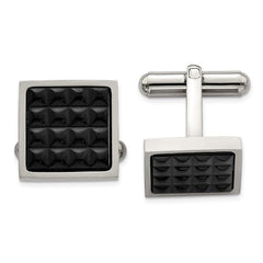 Stainless Steel Polished Black IP Studded Cufflinks