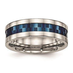 Stainless Steel Polished Blue IP-plated 7.00mm Band