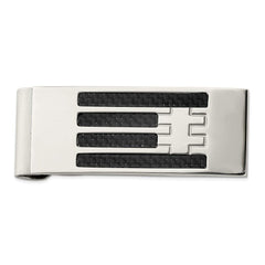 Stainless Steel Polished Carbon Fiber Inlay Money Clip