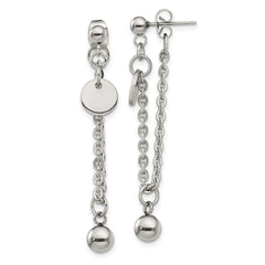 Stainless Steel Polished Chain Front and Back Post Dangle Earrings