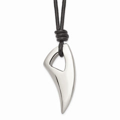 Stainless Steel Polished Claw Leather Cord Necklace