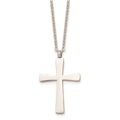 Stainless Steel Polished Cross 18in Necklace
