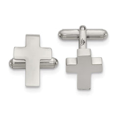 Stainless Steel Polished Cross Cuff Links