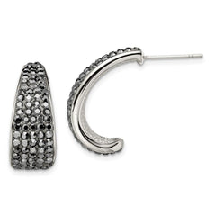 Stainless Steel Polished Crystal Post Earrings