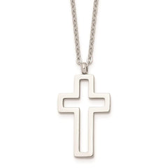 Stainless Steel Polished Cut-out Cross Necklace