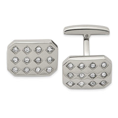 Stainless Steel Polished CZ Cufflinks