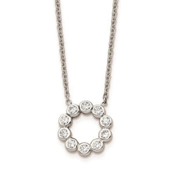 Stainless Steel Polished CZ Necklace