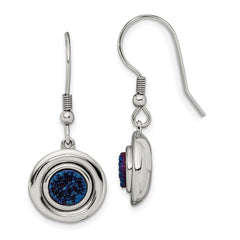 Stainless Steel Polished Druzy Shepherd Hook Earrings
