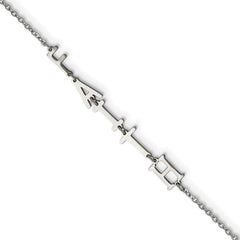 Stainless Steel Polished FAITH w/1in ext 6.5in Bracelet
