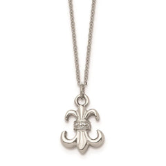 Stainless Steel Polished Fleur de Lis with 2 ext. Necklace