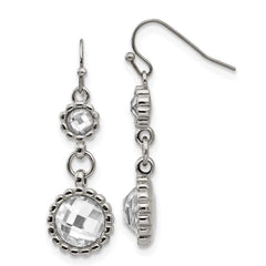 Stainless Steel Polished Glass Shepherd Hook Dangle Earrings