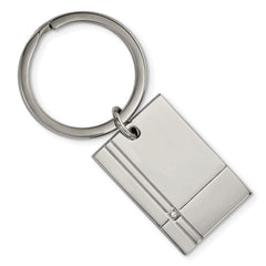 Stainless Steel Polished Grooved with CZ Key Chain