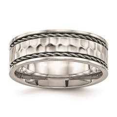 Stainless Steel Polished Hammered Comfort Back Ring