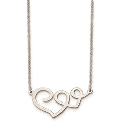 Stainless Steel Polished Hearts Necklace