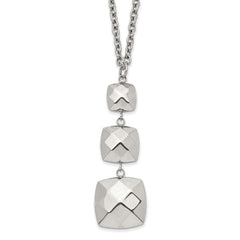 Stainless Steel Polished Hollow Squares Dangle Necklace