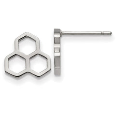 Stainless Steel Polished Honeycomb Post Earrings