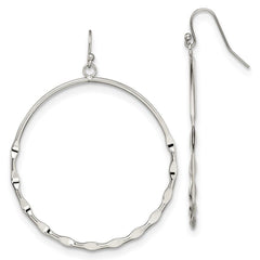 Stainless Steel Polished Hoop Dangle Shepherd Hook Earrings