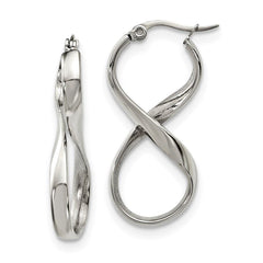 Stainless Steel Polished Infinity Symbol Twist Hoop Earrings