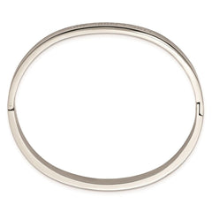 Stainless Steel Polished Live a Good Story 6mm Hinged Bangle