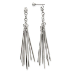 Stainless Steel Polished Multi Bar Front & Back Post Dangle Earrings