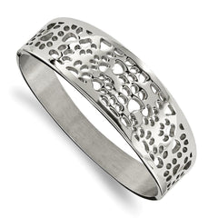 Stainless Steel Polished Paw Print Cut-out Hinged Bangle
