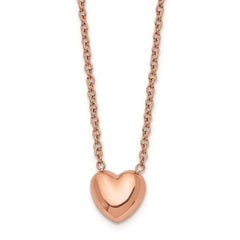 Stainless Steel Polished Pink IP-plated Heart Necklace