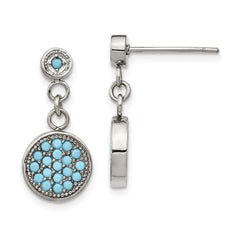 Stainless Steel Polished Reconstucted Turquoise Post Dangle Earrings