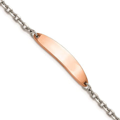 Stainless Steel Polished Rose IP-plated 7in ID Bracelet
