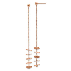 Stainless Steel Polished Rose IP-plated Post Dangle Earrings