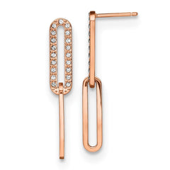 Stainless Steel Polished Rose IP w/Swarovski Interlocked Dangle Post Earrin