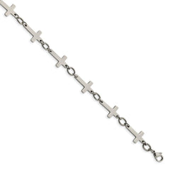 Stainless Steel Polished Sideways Cross Anklet