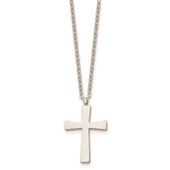 Stainless Steel Polished Small Cross 18in Necklace
