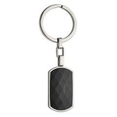 Stainless Steel Polished Solid Black Carbon Fiber Inlay Key Ring