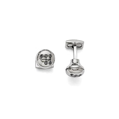 Stainless Steel Polished Stick Shift Design Enameled Cufflinks