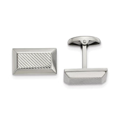 Stainless Steel Polished Textured Rectangle Cufflinks