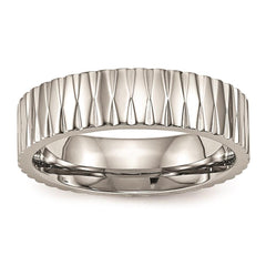 Stainless Steel Polished Textured Ring