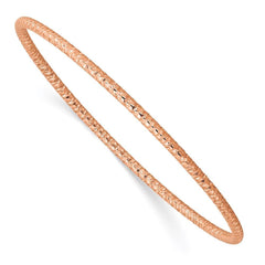 Stainless Steel Polished Textured Rose IP-plated 2mm Slip on Bangle