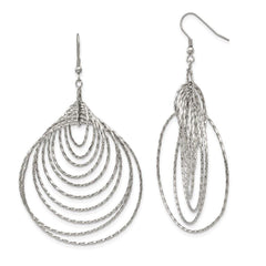 Stainless Steel Polished Twisted Circles Shepherd Hook Earrings