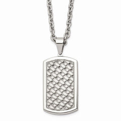 Stainless Steel Polished Weaved Pattern Dogtag Necklace