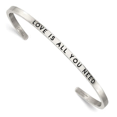 Stainless Steel Polished w/Enamel/Crystal ALL YOU NEED 3mm Cuff Bangle