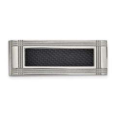 Stainless Steel Polished with Carbon Fiber Inlay Money Clip