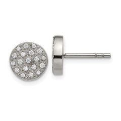 Stainless Steel Polished with CZ Post Earrings