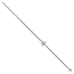 Stainless Steel Polished with CZ Star 6.25in with 2in ext. Bracelet