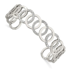 Stainless Steel Polished with Swarovski Crystals 14.50mm Circles Bangle